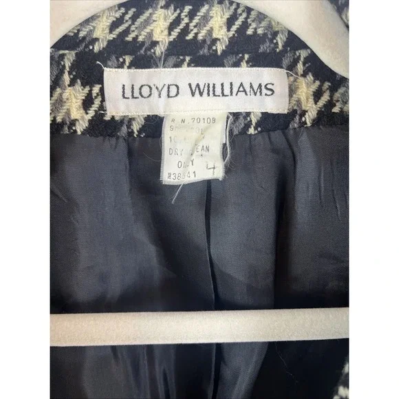 Lloyd Williams Vintage Dark Academia Houndstooth Woolblend Blazer  Size 4 - Picture 2 of 9